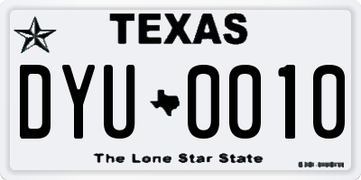 TX license plate DYU0010