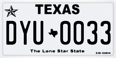 TX license plate DYU0033