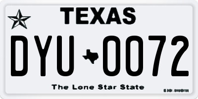 TX license plate DYU0072