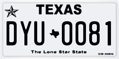 TX license plate DYU0081