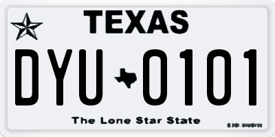 TX license plate DYU0101