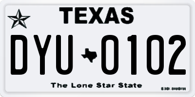 TX license plate DYU0102
