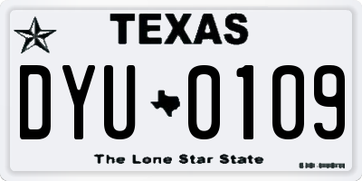 TX license plate DYU0109