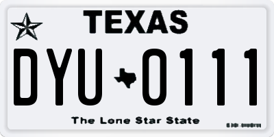 TX license plate DYU0111