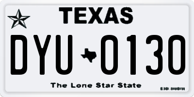 TX license plate DYU0130