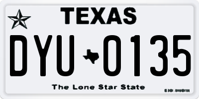 TX license plate DYU0135