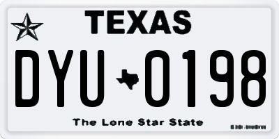 TX license plate DYU0198