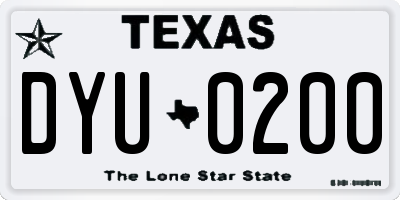 TX license plate DYU0200