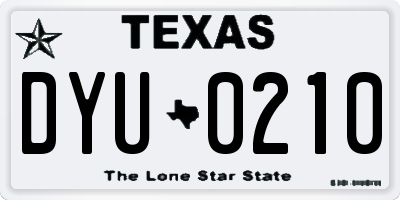 TX license plate DYU0210