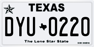 TX license plate DYU0220