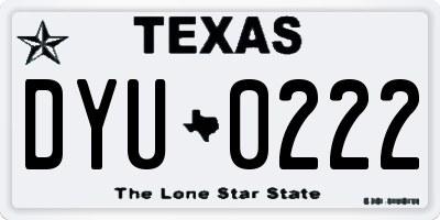 TX license plate DYU0222