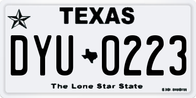 TX license plate DYU0223