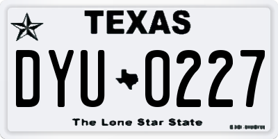 TX license plate DYU0227