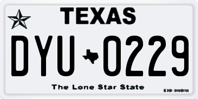 TX license plate DYU0229