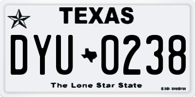 TX license plate DYU0238