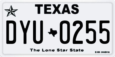 TX license plate DYU0255