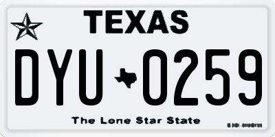 TX license plate DYU0259