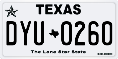 TX license plate DYU0260