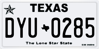 TX license plate DYU0285
