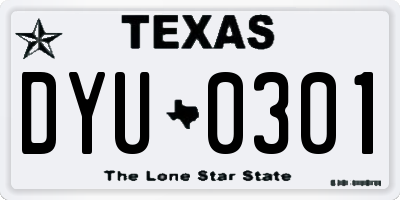TX license plate DYU0301