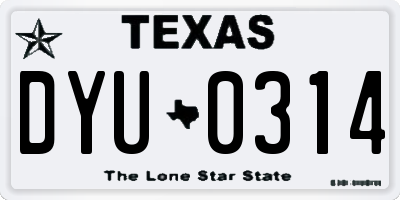 TX license plate DYU0314