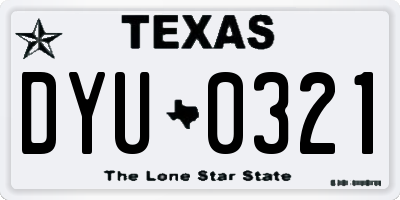 TX license plate DYU0321