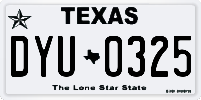 TX license plate DYU0325