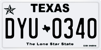 TX license plate DYU0340