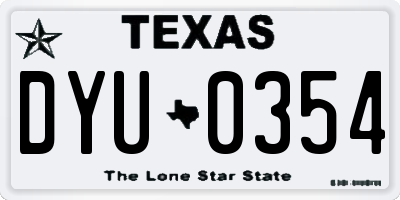 TX license plate DYU0354
