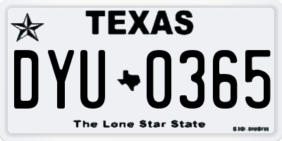 TX license plate DYU0365
