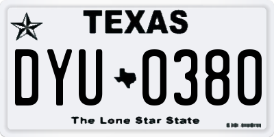 TX license plate DYU0380
