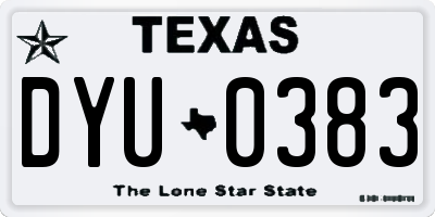 TX license plate DYU0383