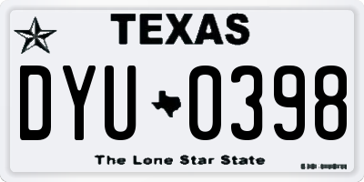 TX license plate DYU0398