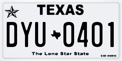 TX license plate DYU0401