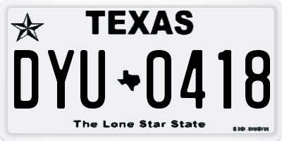 TX license plate DYU0418