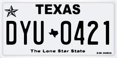 TX license plate DYU0421