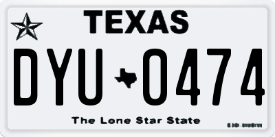 TX license plate DYU0474