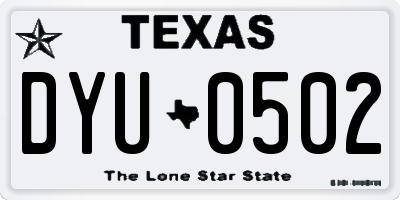 TX license plate DYU0502