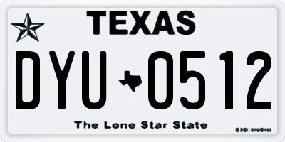 TX license plate DYU0512