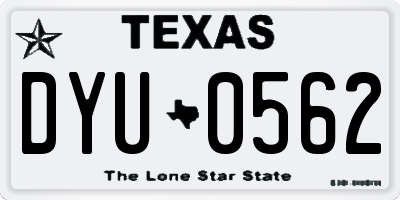 TX license plate DYU0562