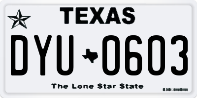 TX license plate DYU0603