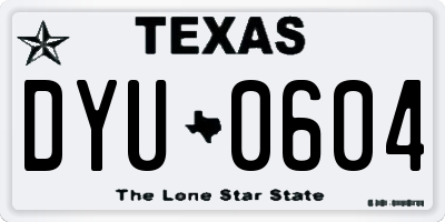 TX license plate DYU0604