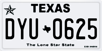 TX license plate DYU0625