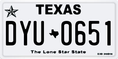 TX license plate DYU0651