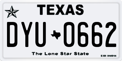 TX license plate DYU0662