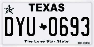 TX license plate DYU0693
