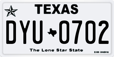 TX license plate DYU0702