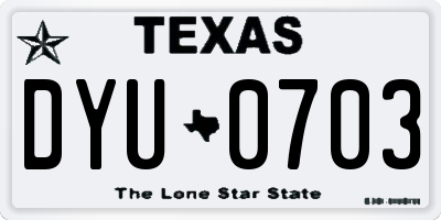 TX license plate DYU0703