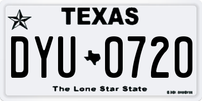 TX license plate DYU0720