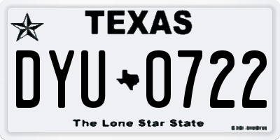 TX license plate DYU0722